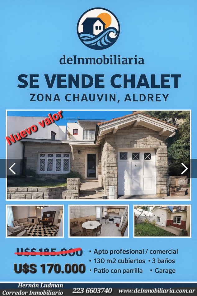 SE VENDE CHALET/ GERIATRICO/ APTO PROFESIONAL EN ZONA COMERCIAL CHAUVIN A PASOS DE SHOPPING ALDREY 